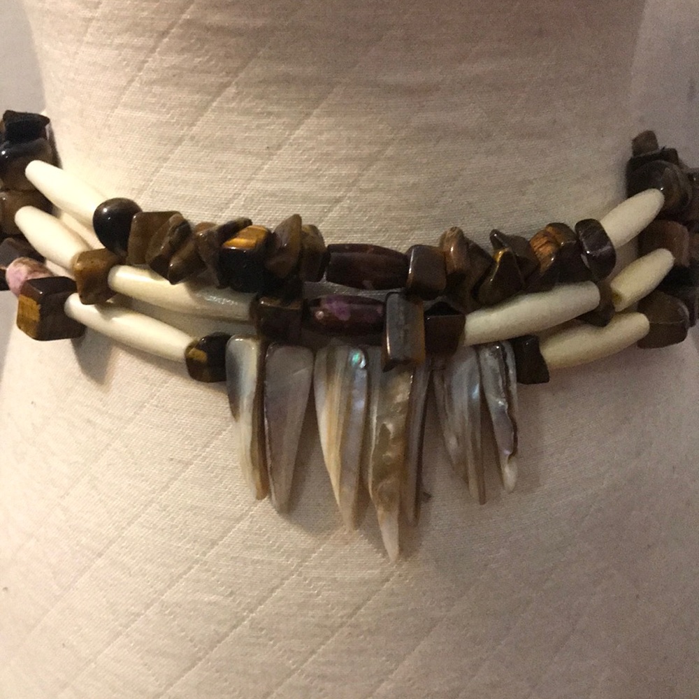Natural stone and shell Indian Choker